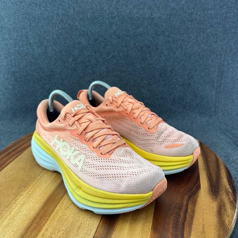 Hoka One One Bondi 8 Shoes Womens Size 8B Peach Orange Running Sneakers 1127952 - Picture 3 of 14